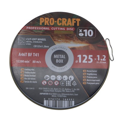 Диск отрезной Procraft CD125x1.2b 125 мм 1,2 мм 22,2 мм 10 шт/уп