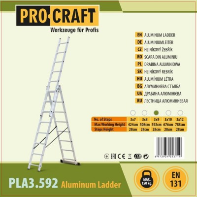 Лестница алюминиевая универсальная Procraft PLA3.592