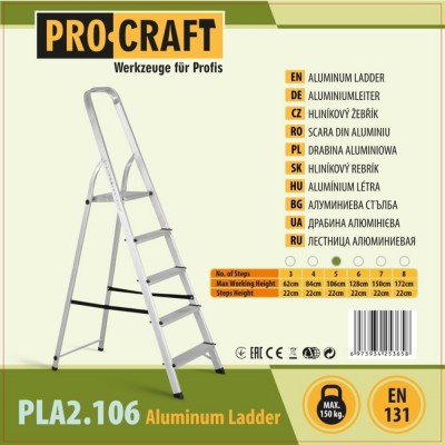 Лестница-стремянка алюминиевая Procraft PLA2.106