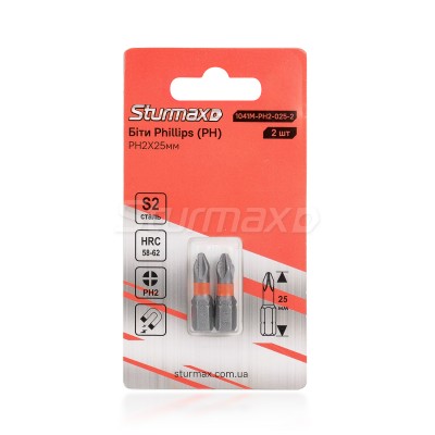 Sturmax 1041M-PH2-025-2 Биты S2 PH2x25 mm, 2шт