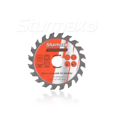 Sturmax 9020M-085-15-20T Диск пильный 85х15 мм 20 зубов по дереву